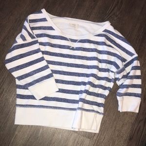 Blue and white striped pullover sweatshirt Aerie